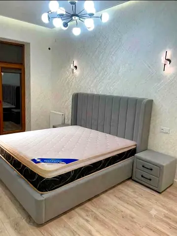 Modern Upholstered King Bed with Mattress and Nightstand - Light Grey