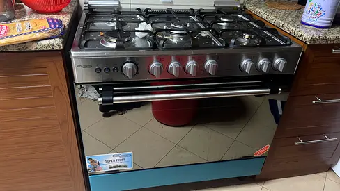 Stainless Steel 5-Burner Gas Range with Oven - Good Working Condition
