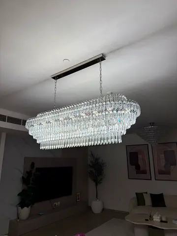 Large Rectangular Crystal Chandelier — Good Condition