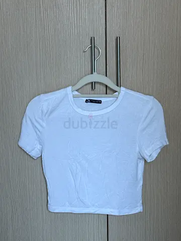 ZARA Fine Ribbed Cropped T-Shirt - M