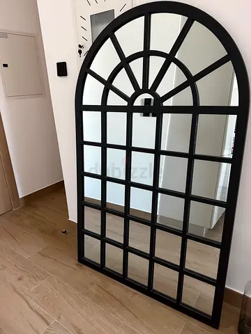 Large Black Arched Window-Style Decorative Room Divider / Mirror Frame