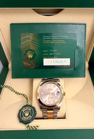 Rolex Datejust 126301 OysterSteel & Everose Gold, Diamond Hour Markers, Box & Papers (2023)