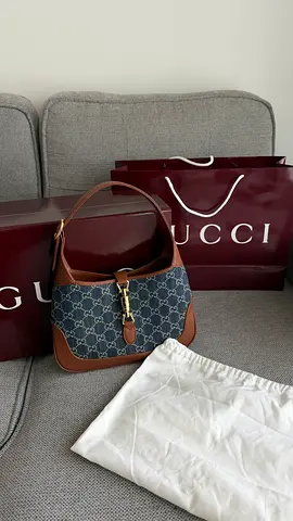 Pre-owned Gucci Jackie 1961 Small Shoulder Bag - Blue GG Canvas & Brown Leather