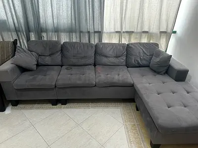 Grey L-shaped fabric corner sofa - good condition Good Price