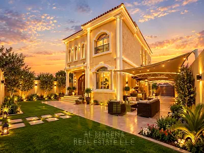 Residential villa for sale in Al Rawda 1, Ajman – Two floors plus a roof; features 5 master bedrooms; includes electricity, water, and air conditionin