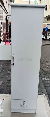Single Door White Wardrobe with Bottom Drawer