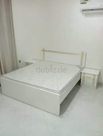 White Modern Double Bed Frame with Two Matching Nightstands
