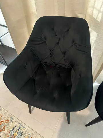 Set of 2 Black Velvet Accent Armchairs – Excellent Condition