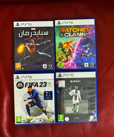 PS5 Game Collection — Ratchet & Clank, FIFA 23, FIFA 21, Spider-Man Miles Morales (Arabic)