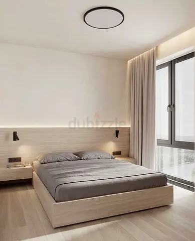 Minimalist Low Wooden Platform Bed with Headboard and Nightstands