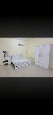 White wooden bedroom set – bed, wardrobe and bedside table (good condition)