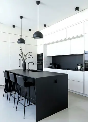 Modern black-and-white kitchen island