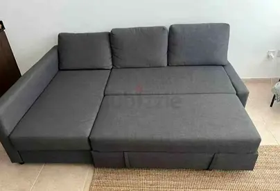 IKEA L shap Sofa store cum bed you can fix the storage lift or Right any side you want is available