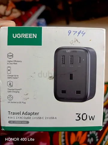 UGREEN 30W Travel Adapter 4-in-1 (UK to DE Plug) - Lightly Used
