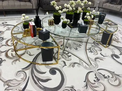 Glass and Gold Nested Coffee Tables