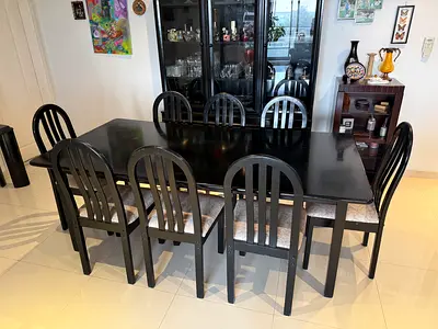 Large Vintage Black Dining Table 2m x 1m with a Classic Design