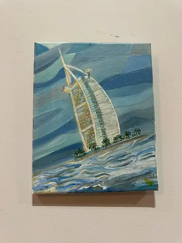 Original Burj Al Arab Acrylic Painting on Canvas – 24 × 30 cm