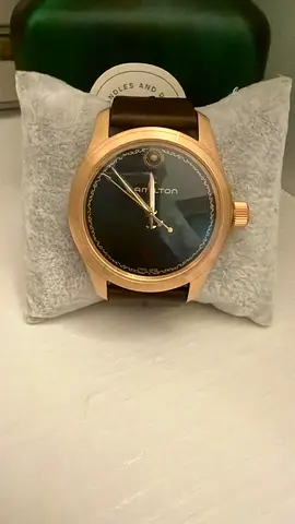 Hamilton men's wristwatch - rose gold case, brown leather strap