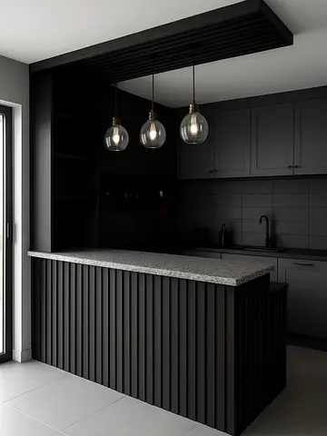 Modern Black Kitchen Island