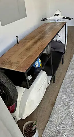 Handmade Rustic Industrial Console Table with Storage Shelves