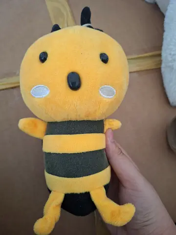 Small yellow plush bee toy - soft stuffed animal, gently used