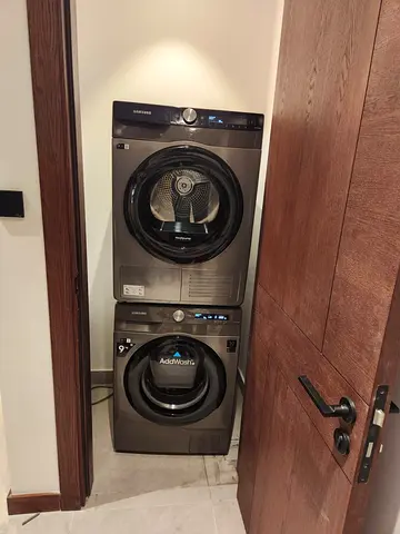Samsung Stackable Washer and Dryer Set - AddWash Front Load, Grey
