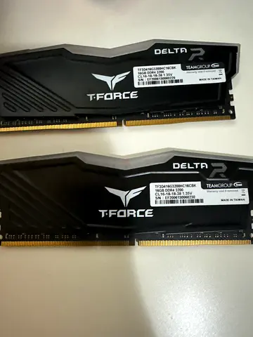 Pair of T-Force Delta RGB DDR4 16gb RAM sticks Black