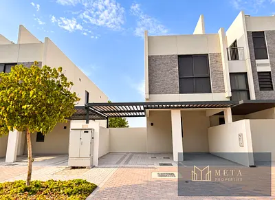 Best deal for spacious 3 bedrooms plus maid’s room with 5 bathrooms, cozy living room, huge kitchen, L-shape garden, single row for rent at AED110,000