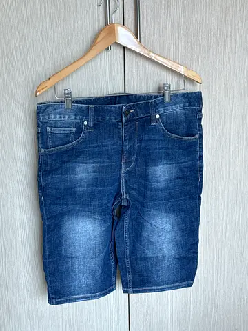 JACK & JONES Men Solid Denim Shorts, Navy Blue - classic - L NEW