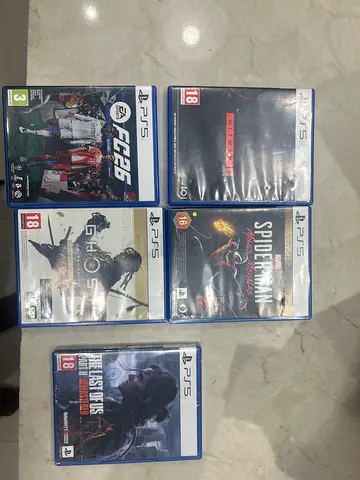 Bundle of 5 PS5 Games — Spider-Man MM, FC 26, Ghost of Tsushima, The Last of Us Part I, Hitman 3
