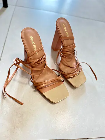 Strapped Heels in Taupe