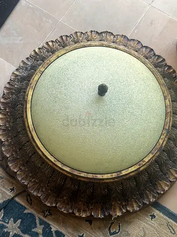 Ornate Round Ceiling Light Fixture with Frosted Glass
