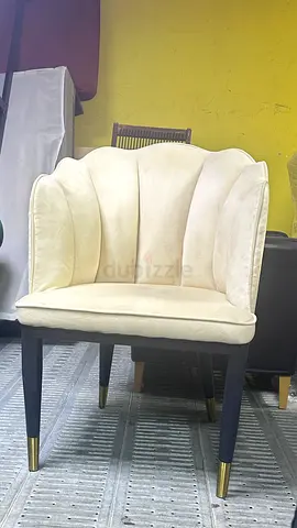 Cream Velvet Accent Chair with Gold-Tip Legs