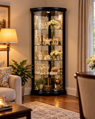Elegant Corner Console / Display Cabinet