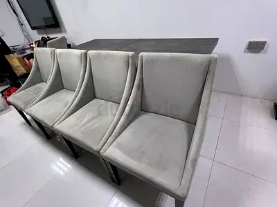 Set of 4 grey chairs West Elm