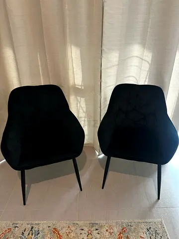 Set of 2 Black Velvet Accent Armchairs – Very Good Condition