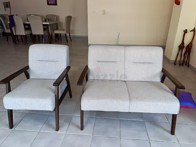 Modern3+2+1seater Sofa and Matching Armchair - Light Grey Fabric