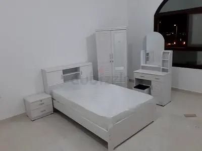 White 4-piece bedroom set: bed, wardrobe, dressing table, nightstand (good quality)