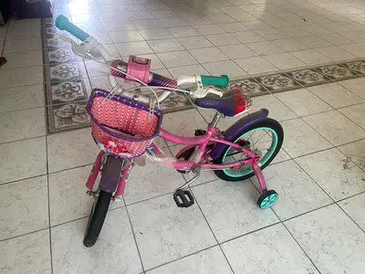 Pink Girls Kids Bicycle with Training Wheels and Basket - Good Condition