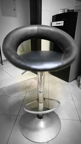 Adjustable Metal Bar Stool with Black Padded Seat