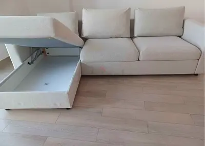 Modern L-Shaped Sofa with Integrated Storage