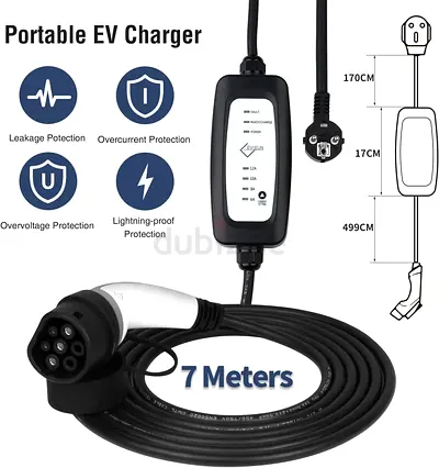 EV Charger Type 2 Portable Ev Charger, Home EVSE Fast Electric Car Charger 11 Switchable Current