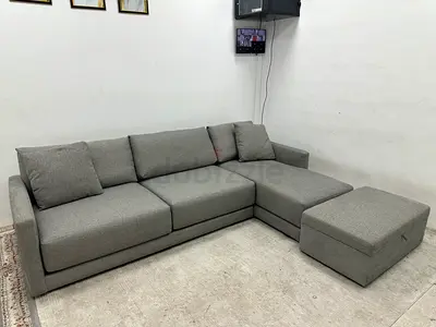Perfect condition crate&barrel lshape sofa with footstool