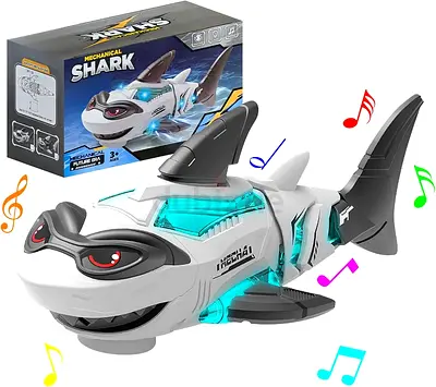 Mechanical Light-Up & Music Shark Toy - Remote/Mechanical Fish for Kids