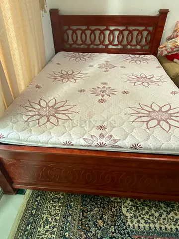 Solid wood double bed frame with mattress included