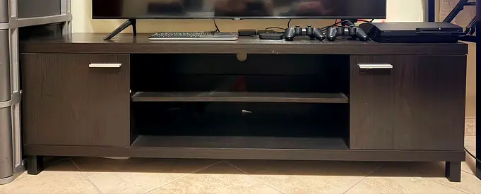 Dark Brown TV Unit / Media Cabinet with Storage Shelves