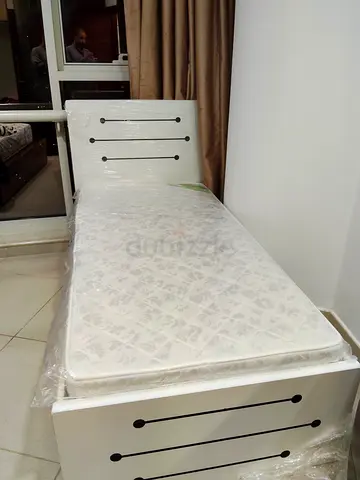 Single white bed frame with mattress - like new