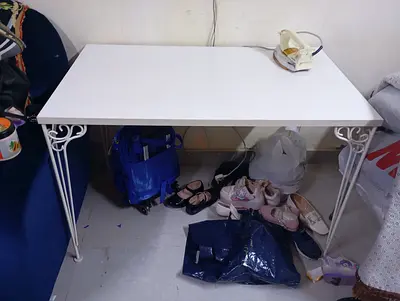 White Metal Legs Study/Computer Table - Simple Design