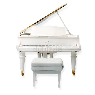 BRAND NEW HEINRICH HGP-152W Round Legs with Self Playing GRAND PIANO – WHITE