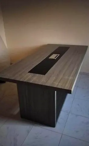 Large modern office conference table / executive desk in grey wood finish